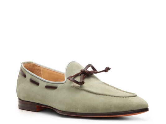 Santoni Suede Tie Loafer