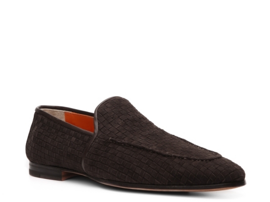 Santoni Suede Woven Loafer