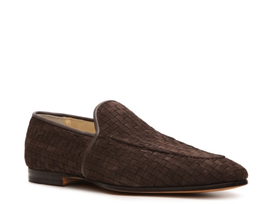 Santoni Suede Basketweave Loafer