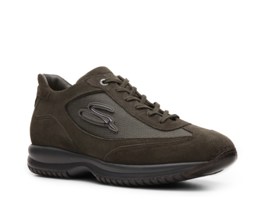 Santoni Suede & Mesh Logo Sneaker