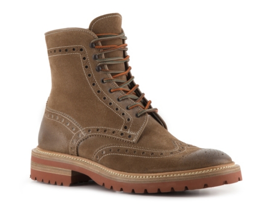 Santoni Distressed Suede Wingtip Boot