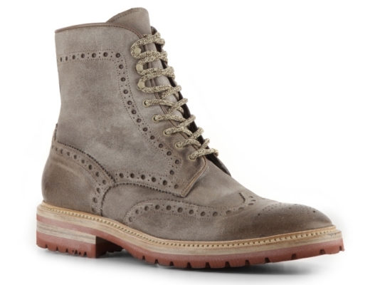 Santoni Distressed Leather Brogue Boot