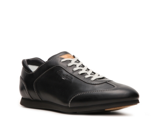Santoni Leather Nameplate Sneaker