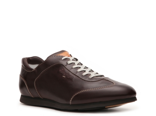 Santoni Leather Nameplate Sneaker