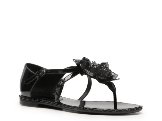 Bottega Veneta Patent Leather Rosette Flat Sandal