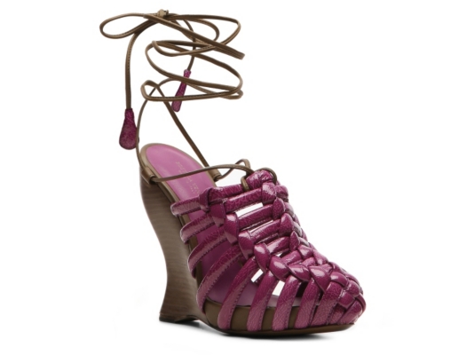 Bottega Veneta Patent Leather Wedge Sandal