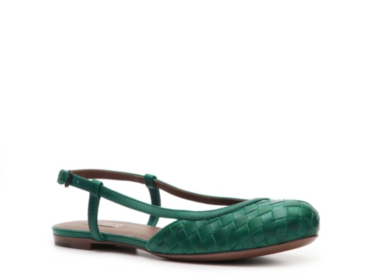 Bottega Veneta Woven Leather Slingback Flat