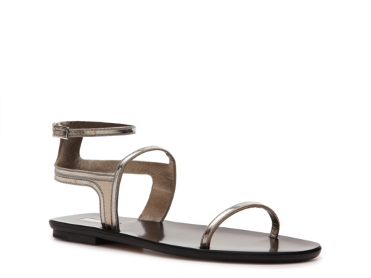 Calvin Klein Collection Lilith Metallic Leather Flat Sandal