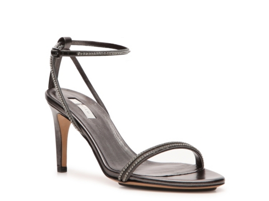 Calvin Klein Collection Kelena Rhinestone Leather Ankle Strap Sandal