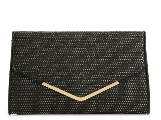 Poppie Jones Straw & Metallic Thread Clutch