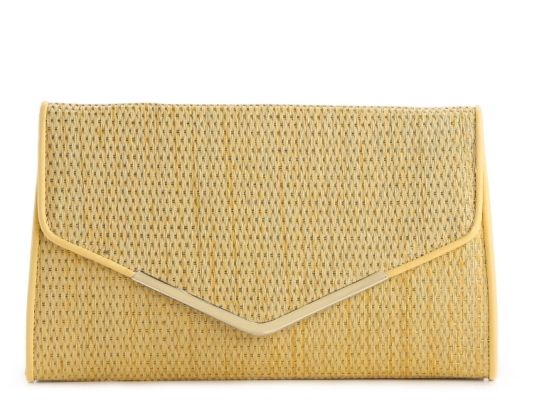 Poppie Jones Straw & Metallic Thread Clutch