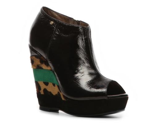 Just Cavalli Patent Leather Wedge Bootie