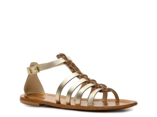 Just Cavalli Metallic Leather Gladiator Flat Sandal