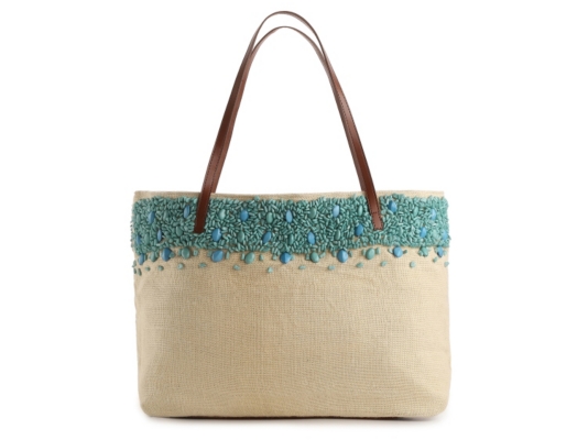 Sondra Roberts Linen Beaded Tote