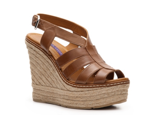 Ralph Lauren Collection Fianna Leather Wedge Sandal