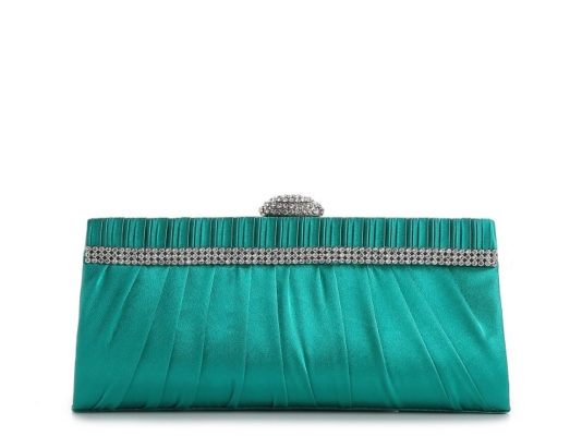 Lulu Townsend Pleated Rhinestone Clutch