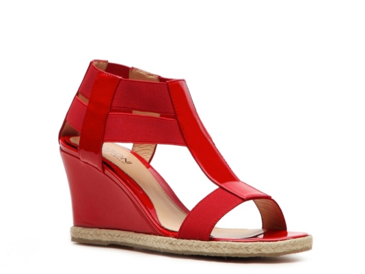 Rangoni by Amalfi Fabric & Patent Leather Wedge Sandal
