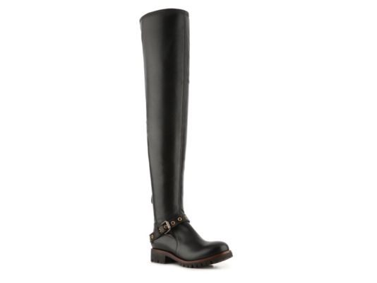 Sergio Rossi Leather Moto Over The Knee Boot