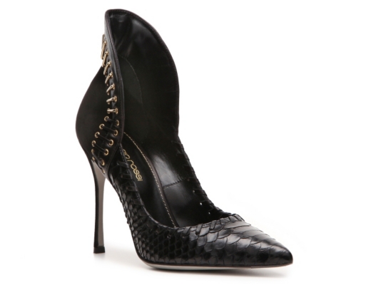 Sergio Rossi Reptile Leather & Suede Collar Pump