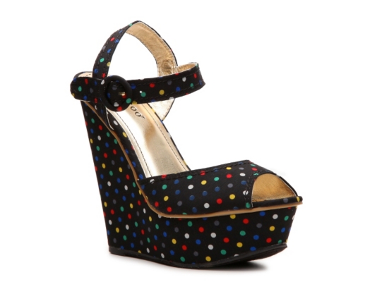 Bamboo Brucee-03 Polka Dot Wedge Sandal