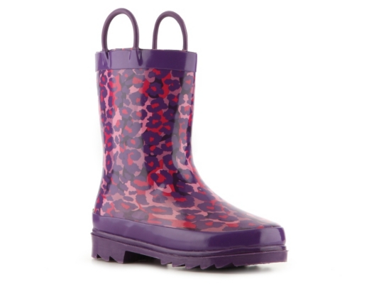 Western Chief Leopard Camo Girls' Toddler & Youth Rain Boot