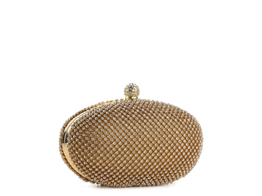 Lulu Townsend Allover Rhinestone Oval Minaudiere Clutch