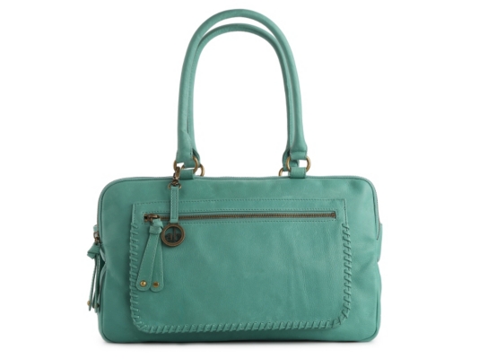 Audrey Brooke Triple Entry Leather Whipstitch Satchel