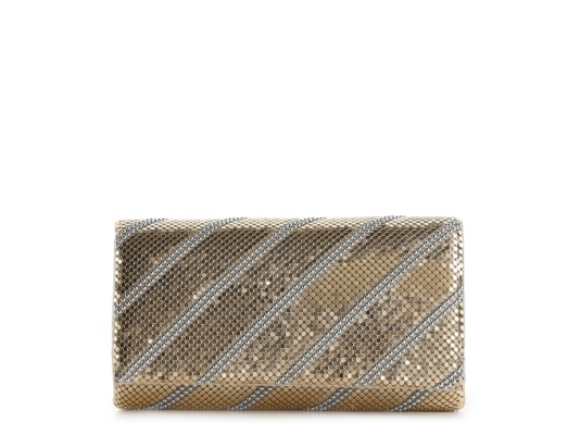 Lulu Townsend Metal Mesh Stripe Flap Clutch
