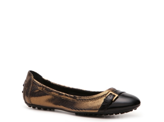 Tod's Metallic Leather Ballet Flat