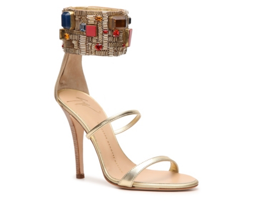 Giuseppe Zanotti Metallic Leather Ankle Wrap Sandal