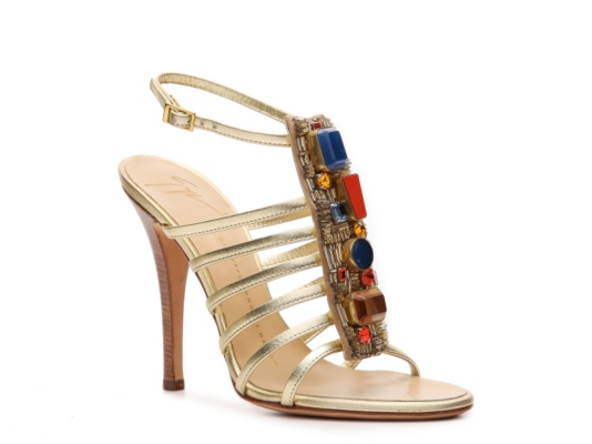 Giuseppe Zanotti Metallic Leather Beaded Sandal