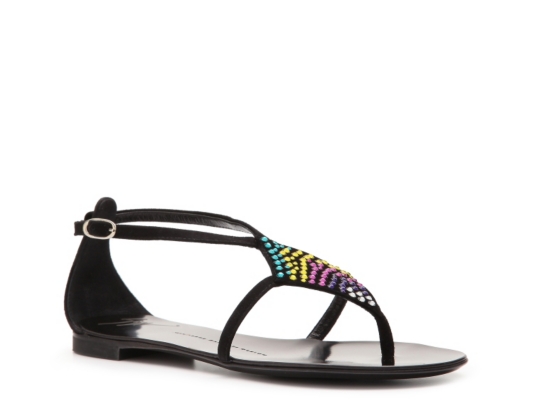 Giuseppe Zanotti Suede Embellished Flat Sandal