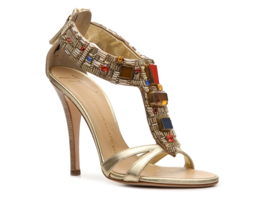 Giuseppe Zanotti Metallic Leather Beaded Sandal