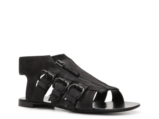 Giuseppe Zanotti Nubuck Leather Buckle Flat Sandal