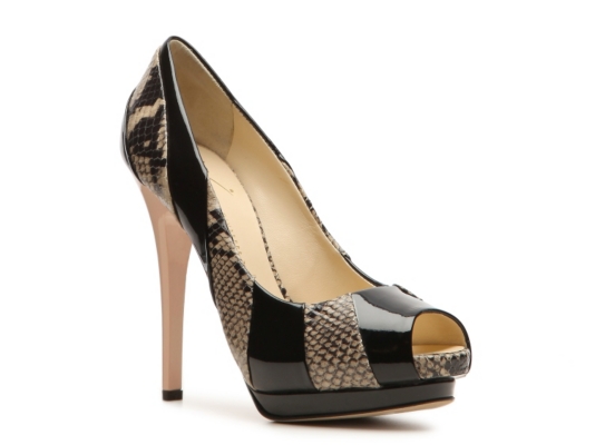 Giuseppe Zanotti Reptile & Patent Leather Peep Toe Pump