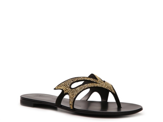 Giuseppe Zanotti Suede Embellished Flat Sandal