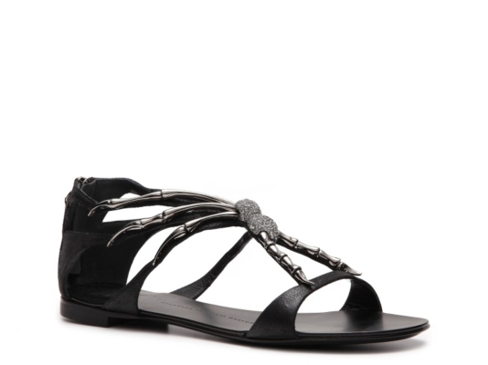 Giuseppe Zanotti Metallic Suede Spider Flat Sandal