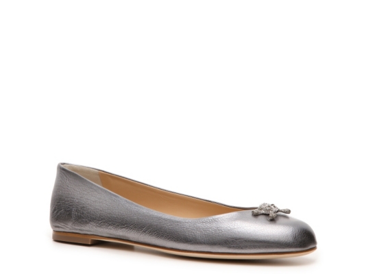 Giuseppe Zanotti Metallic Leather Crystal Flat