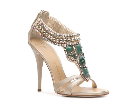 Giuseppe Zanotti Metallic Leather Stone Sandal