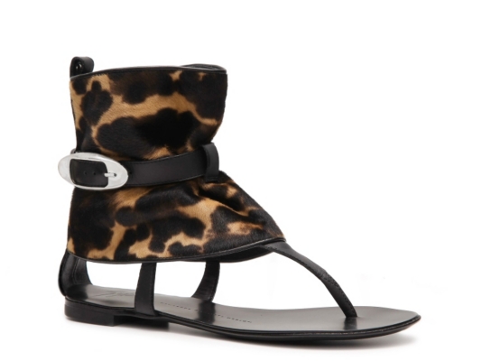 Giuseppe Zanotti Leopard Pony Hair Flat Sandal