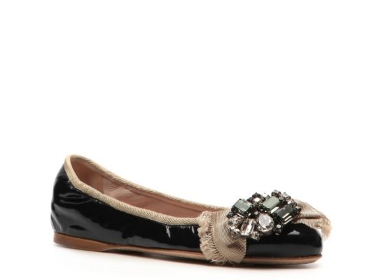 Miu Miu Patent Leather Crystal Ballet Flat