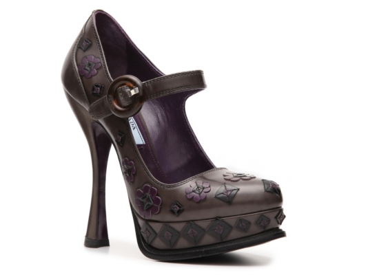 Prada Leather Floral Pump