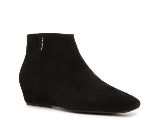 Prada Suede Wedge Bootie