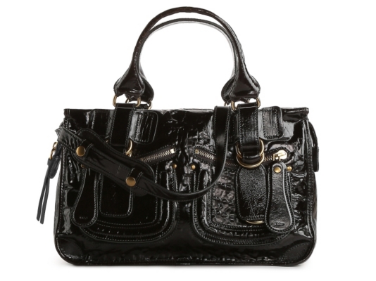 Chloe Patent Leather Zip Pocket Satchel