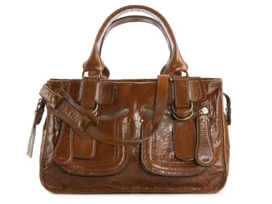 Chloe Patent Leather Zip Pocket Satchel