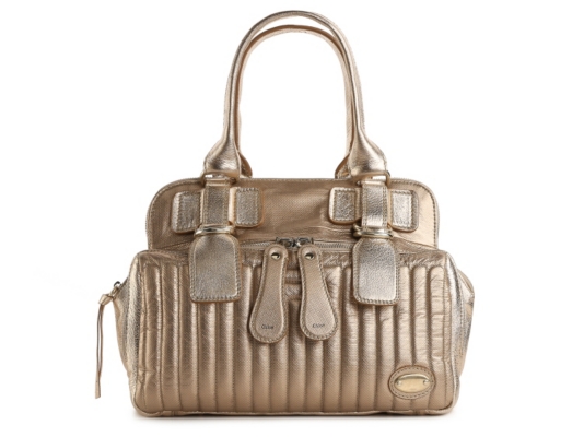 Chloe Metallic Leather Zip Pocket Satchel