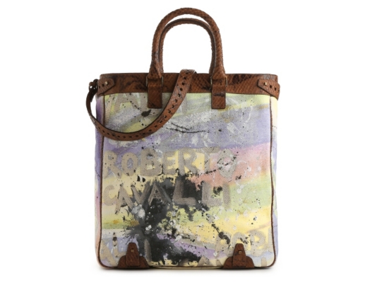 Roberto Cavalli Painted Canvas Tote