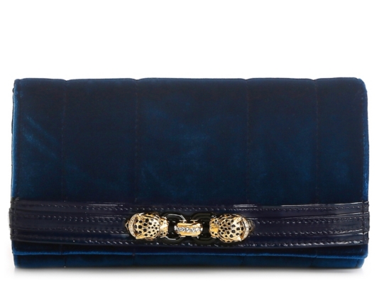 Roberto Cavalli Velvet Leopard Clasp Clutch
