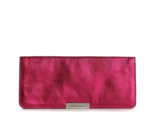 Dolce & Gabbana Metallic Leather Foldover Clutch