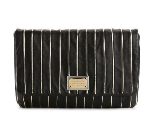 Dolce & Gabbana Leather Metallic Stripe Clutch